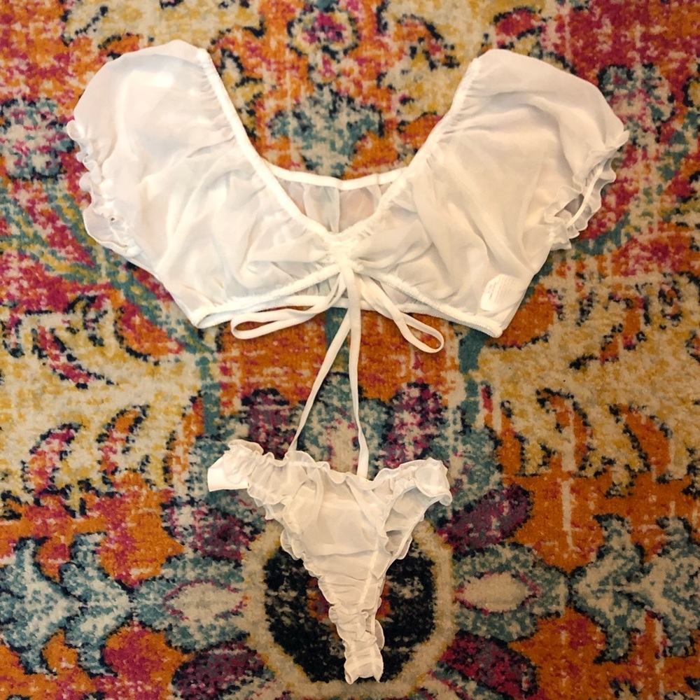 SOLD Sheer white Amazon lingerie set